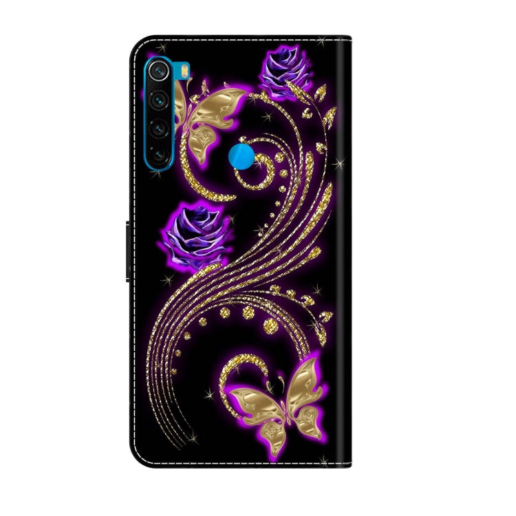 For Xiaomi Redmi Note 8 Crystal 3D Shockproof Protective Leather Phone Case(Purple Flower Butterfly) - Xiaomi Cases by PMC Jewellery | Online Shopping South Africa | PMC Jewellery