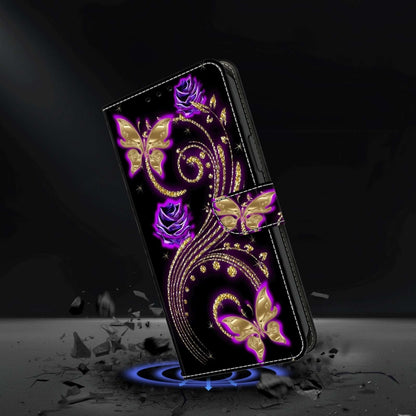 For Xiaomi Redmi Note 8 Crystal 3D Shockproof Protective Leather Phone Case(Purple Flower Butterfly) - Xiaomi Cases by PMC Jewellery | Online Shopping South Africa | PMC Jewellery