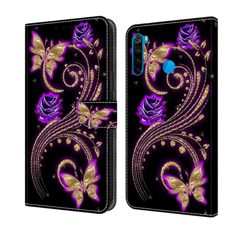 For Xiaomi Redmi Note 8T Crystal 3D Shockproof Protective Leather Phone Case(Purple Flower Butterfly) - Xiaomi Cases by PMC Jewellery | Online Shopping South Africa | PMC Jewellery