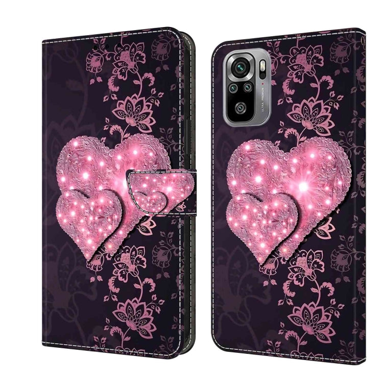 For Xiaomi Redmi Note 10 4G Crystal 3D Shockproof Protective Leather Phone Case(Lace Love) - Xiaomi Cases by PMC Jewellery | Online Shopping South Africa | PMC Jewellery