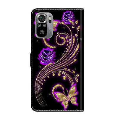 For Xiaomi Redmi Note 10 4G Crystal 3D Shockproof Protective Leather Phone Case(Purple Flower Butterfly) - Xiaomi Cases by PMC Jewellery | Online Shopping South Africa | PMC Jewellery