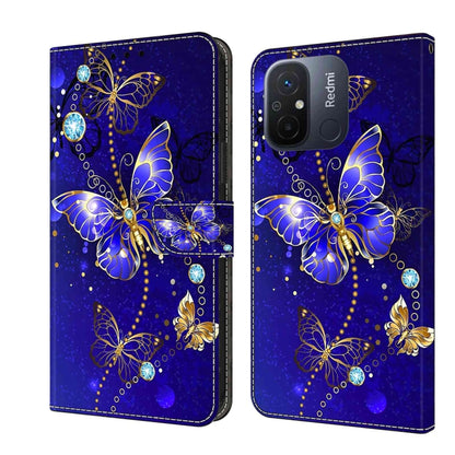 For Xiaomi Redmi 11A 4G / Redmi 12C Global Crystal 3D Shockproof Protective Leather Phone Case(Diamond Butterfly) - Xiaomi Cases by PMC Jewellery | Online Shopping South Africa | PMC Jewellery