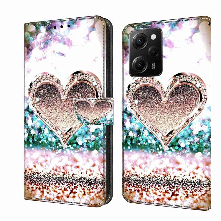 For Xiaomi Redmi Note 12 Pro Global Crystal 3D Shockproof Protective Leather Phone Case(Pink Diamond Heart) - Xiaomi Cases by PMC Jewellery | Online Shopping South Africa | PMC Jewellery