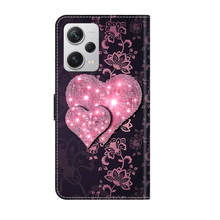 For Xiaomi Redmi Note 12 Pro+ Crystal 3D Shockproof Protective Leather Phone Case(Lace Love) - Xiaomi Cases by PMC Jewellery | Online Shopping South Africa | PMC Jewellery