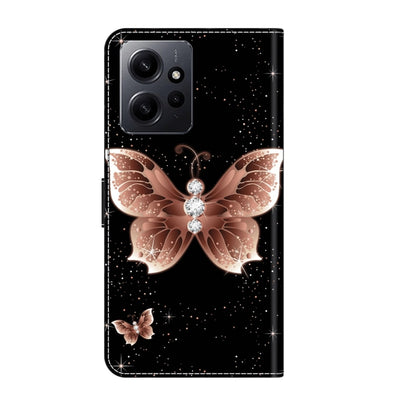 For Xiaomi Redmi Note 12 4G Crystal 3D Shockproof Protective Leather Phone Case(Pink Diamond Butterfly) - Xiaomi Cases by PMC Jewellery | Online Shopping South Africa | PMC Jewellery