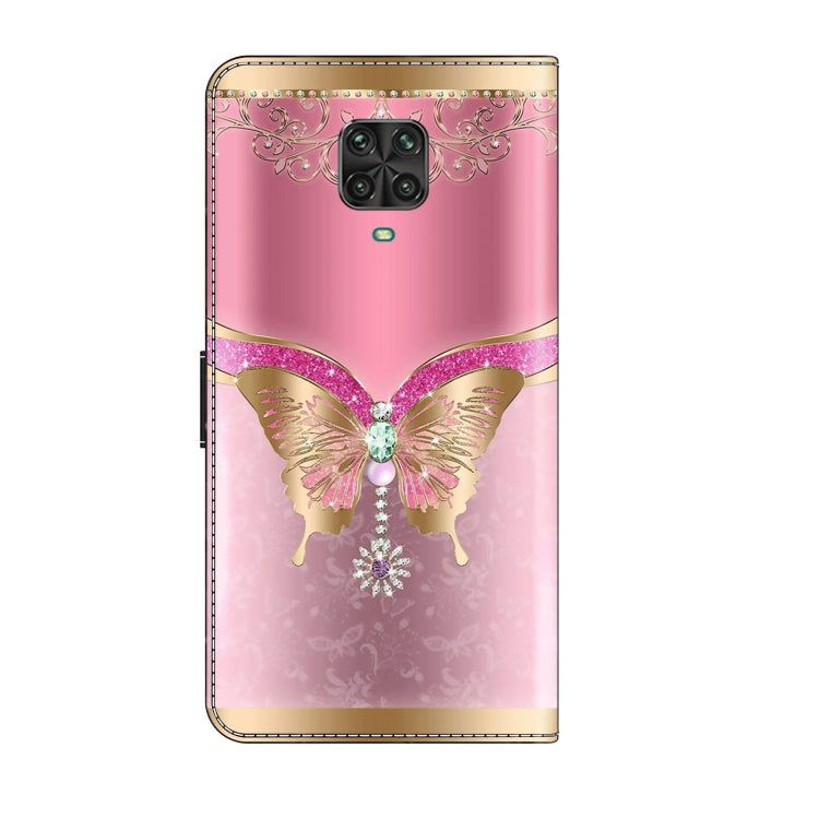 For Xiaomi Redmi Note 9 Pro Crystal 3D Shockproof Protective Leather Phone Case(Pink Bottom Butterfly) - Xiaomi Cases by PMC Jewellery | Online Shopping South Africa | PMC Jewellery