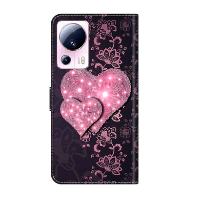 For Xiaomi 13 Lite Crystal 3D Shockproof Protective Leather Phone Case(Lace Love) - 13 Lite Cases by PMC Jewellery | Online Shopping South Africa | PMC Jewellery