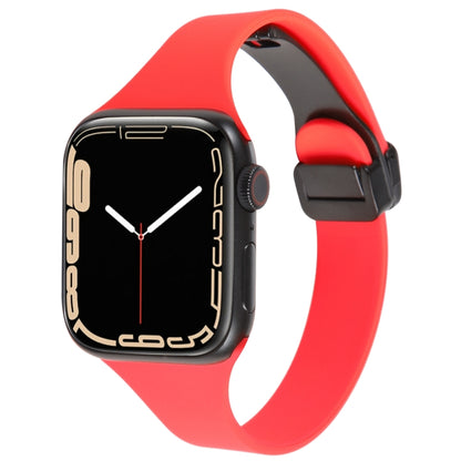 For Apple Watch 8 41mm Magnetic Buckle Slim Silicone Watch Band(Red) - Watch Bands by PMC Jewellery | Online Shopping South Africa | PMC Jewellery