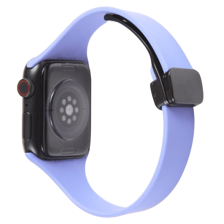 For Apple Watch 8 41mm Magnetic Buckle Slim Silicone Watch Band(Light Purple) - Watch Bands by PMC Jewellery | Online Shopping South Africa | PMC Jewellery