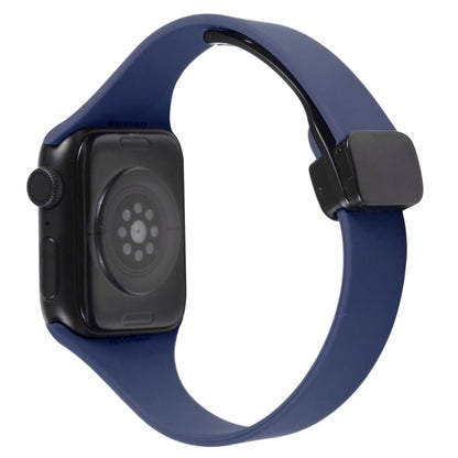 For Apple Watch 8 45mm  Magnetic Buckle Slim Silicone Watch Band(Midnight Blue) - Watch Bands by PMC Jewellery | Online Shopping South Africa | PMC Jewellery