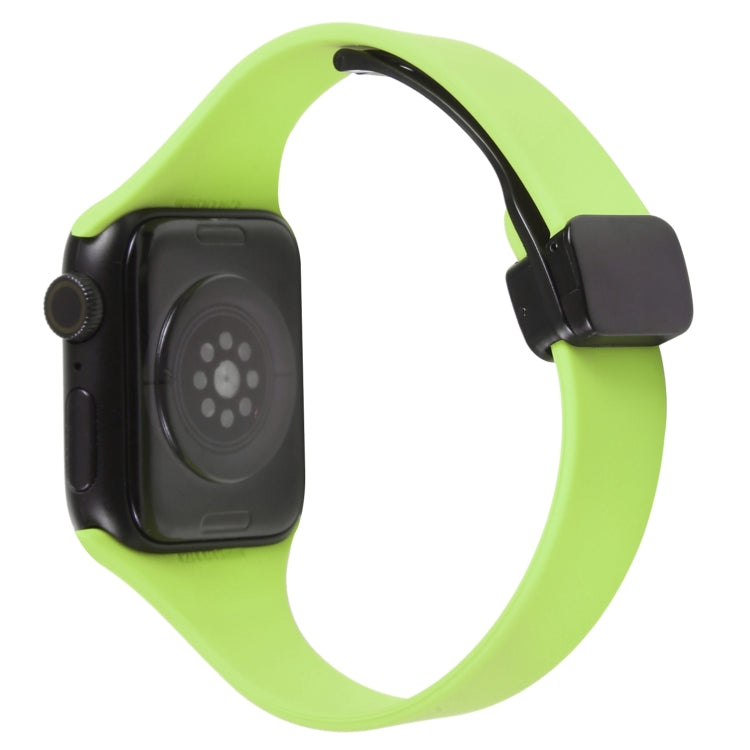 For Apple Watch 8 45mm  Magnetic Buckle Slim Silicone Watch Band(Green) - Watch Bands by PMC Jewellery | Online Shopping South Africa | PMC Jewellery