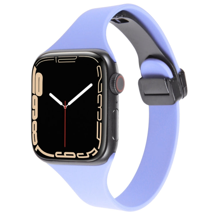 For Apple Watch SE 2022 40mm Magnetic Buckle Slim Silicone Watch Band(Light Purple) - Watch Bands by PMC Jewellery | Online Shopping South Africa | PMC Jewellery