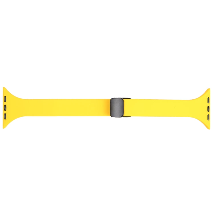 For Apple Watch SE 2022 44mm Magnetic Buckle Slim Silicone Watch Band(Yellow) - Watch Bands by PMC Jewellery | Online Shopping South Africa | PMC Jewellery