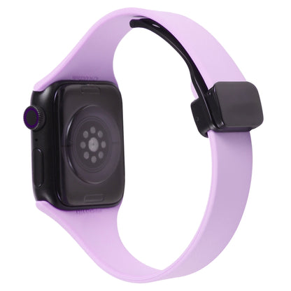 For Apple Watch SE 2022 44mm Magnetic Buckle Slim Silicone Watch Band(Lavender) - Watch Bands by PMC Jewellery | Online Shopping South Africa | PMC Jewellery