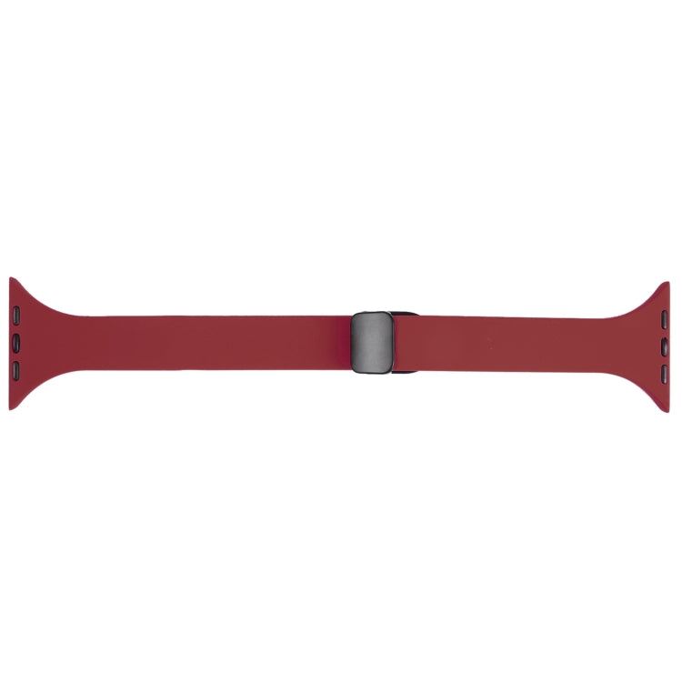 For Apple Watch 7 41mm Magnetic Buckle Slim Silicone Watch Band(Wine Red) - Watch Bands by PMC Jewellery | Online Shopping South Africa | PMC Jewellery