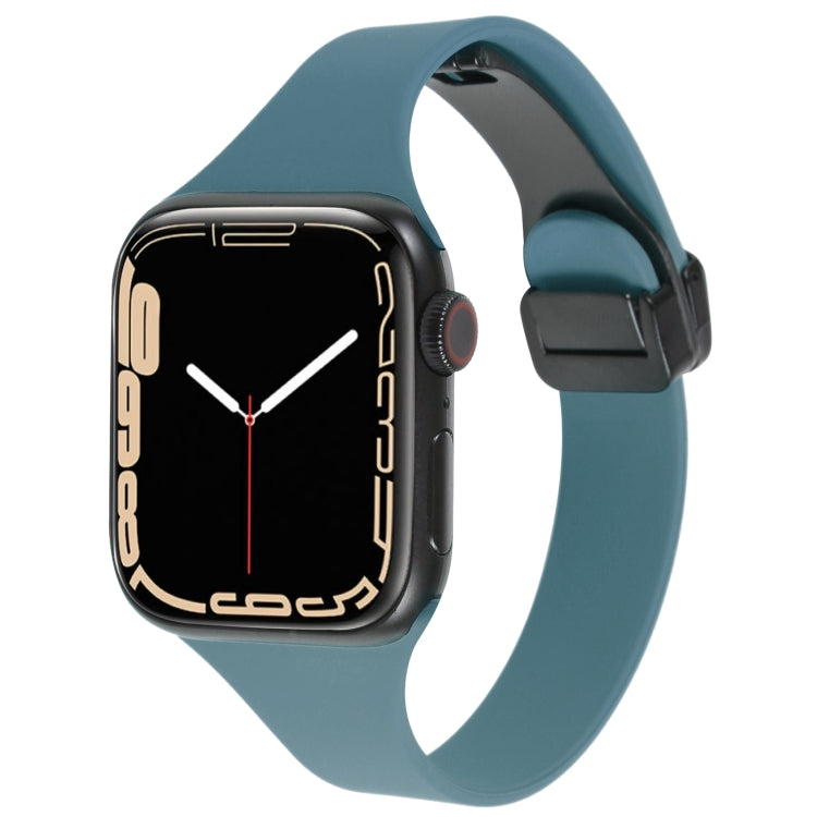 For Apple Watch 7 41mm Magnetic Buckle Slim Silicone Watch Band(Light Green) - Watch Bands by PMC Jewellery | Online Shopping South Africa | PMC Jewellery