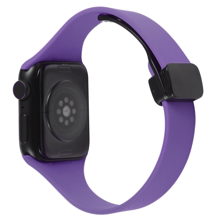 For Apple Watch 7 45mm Magnetic Buckle Slim Silicone Watch Band(Dark Purple) - Watch Bands by PMC Jewellery | Online Shopping South Africa | PMC Jewellery