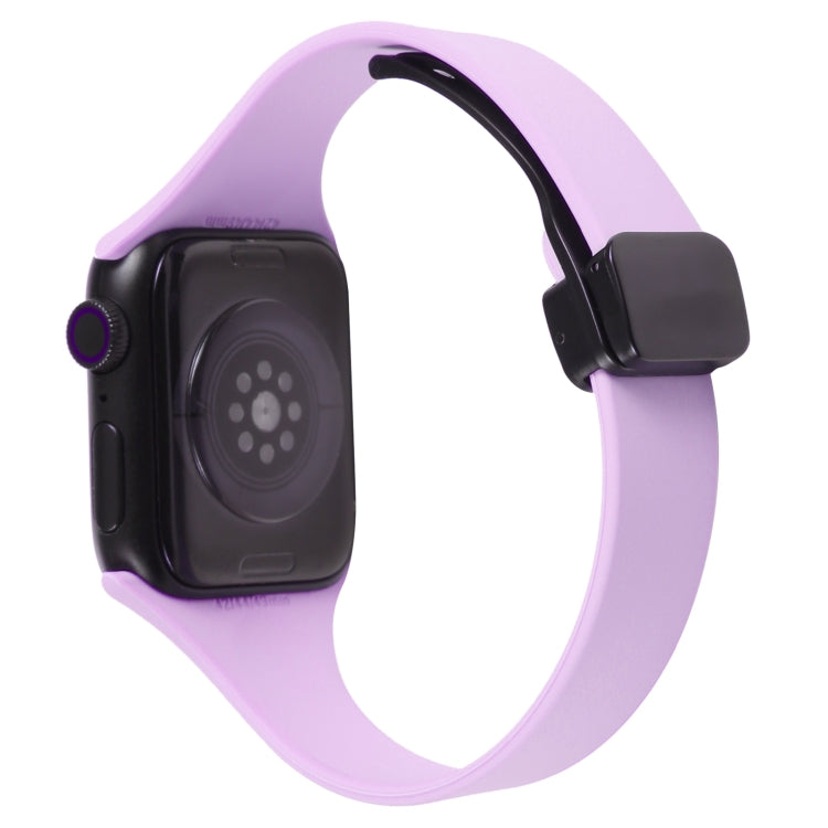 For Apple Watch 7 45mm Magnetic Buckle Slim Silicone Watch Band(Lavender) - Watch Bands by PMC Jewellery | Online Shopping South Africa | PMC Jewellery