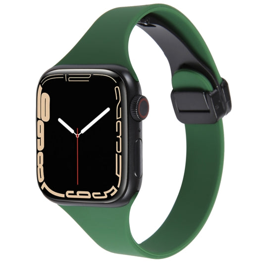 For Apple Watch 7 45mm Magnetic Buckle Slim Silicone Watch Band(Alfalfa Grass) - Watch Bands by PMC Jewellery | Online Shopping South Africa | PMC Jewellery