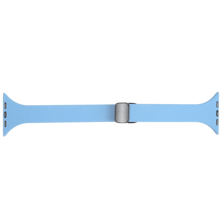 For Apple Watch SE 44mm Magnetic Buckle Slim Silicone Watch Band(Light Blue) - Watch Bands by PMC Jewellery | Online Shopping South Africa | PMC Jewellery