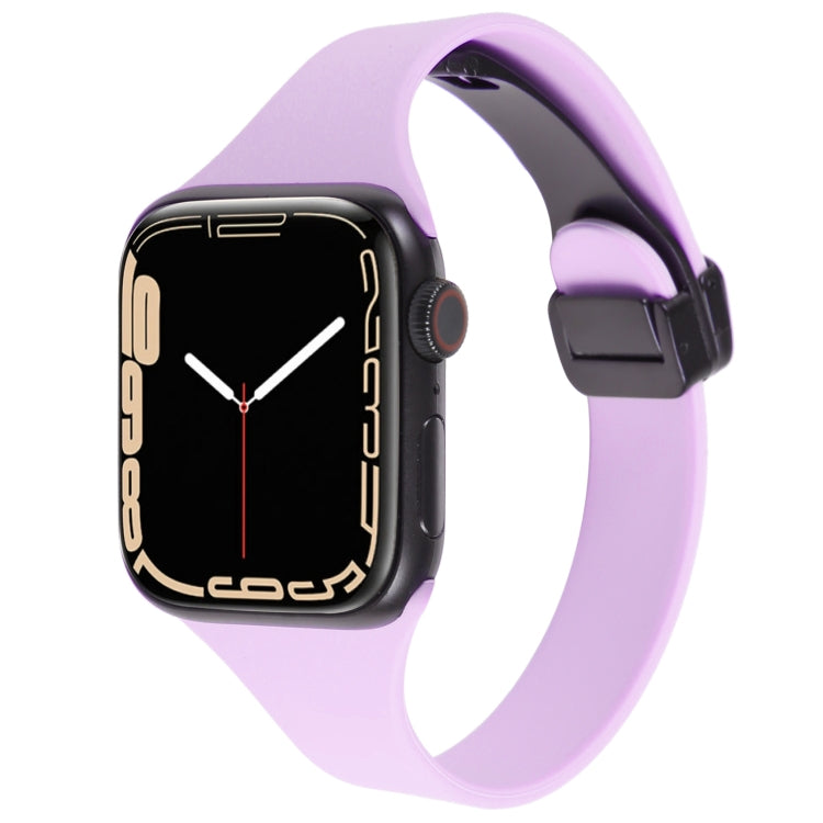 For Apple Watch SE 44mm Magnetic Buckle Slim Silicone Watch Band(Lavender) - Watch Bands by PMC Jewellery | Online Shopping South Africa | PMC Jewellery