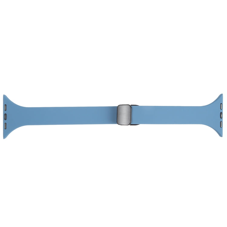 For Apple Watch 6 44mm Magnetic Buckle Slim Silicone Watch Band(Blue) - Watch Bands by PMC Jewellery | Online Shopping South Africa | PMC Jewellery