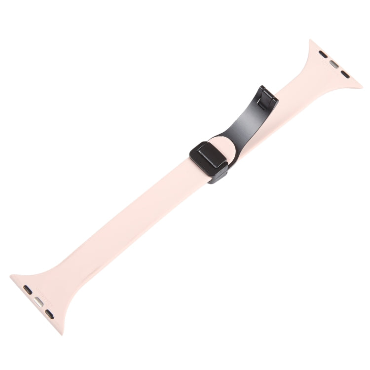 For Apple Watch 5 44mm Magnetic Buckle Slim Silicone Watch Band(Pink) - Watch Bands by PMC Jewellery | Online Shopping South Africa | PMC Jewellery