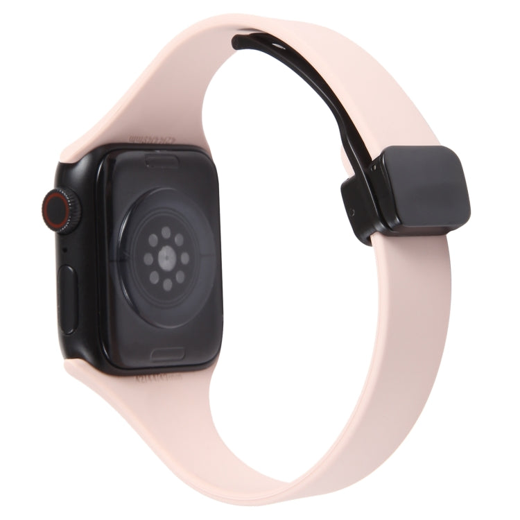 For Apple Watch 5 40mm Magnetic Buckle Slim Silicone Watch Band(Pink) - Watch Bands by PMC Jewellery | Online Shopping South Africa | PMC Jewellery