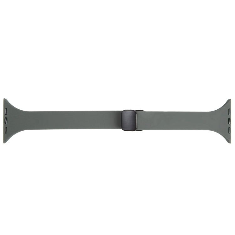 For Apple Watch 4 44mm Magnetic Buckle Slim Silicone Watch Band(Army Green) - Watch Bands by PMC Jewellery | Online Shopping South Africa | PMC Jewellery