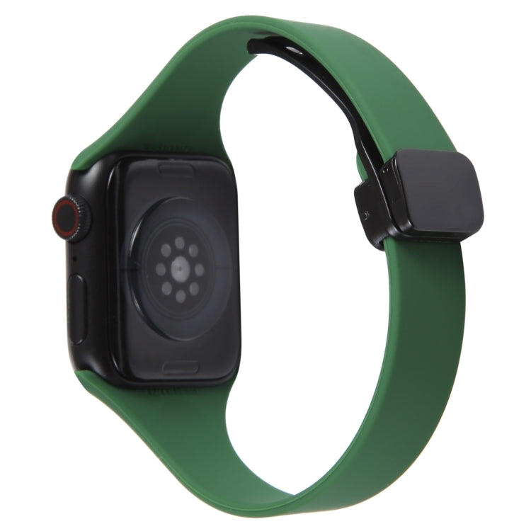 For Apple Watch 4 40mm Magnetic Buckle Slim Silicone Watch Band(Alfalfa Grass) - Watch Bands by PMC Jewellery | Online Shopping South Africa | PMC Jewellery