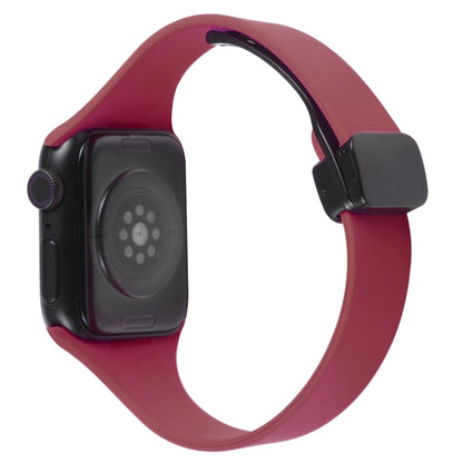 For Apple Watch 3 38mm Magnetic Buckle Slim Silicone Watch Band(Wine Red) - Watch Bands by PMC Jewellery | Online Shopping South Africa | PMC Jewellery