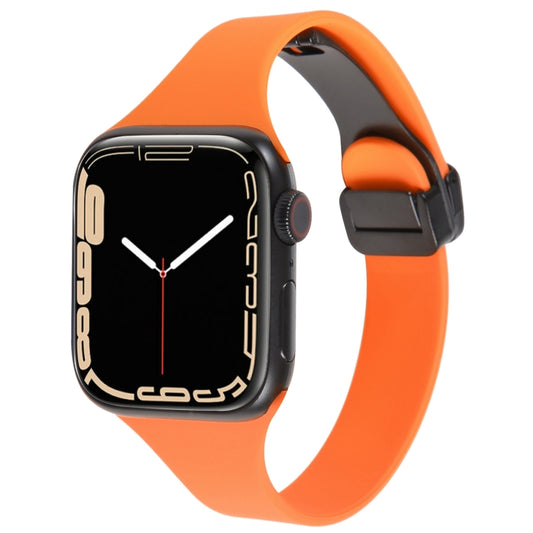 For Apple Watch 3 38mm Magnetic Buckle Slim Silicone Watch Band(Orange) - Watch Bands by PMC Jewellery | Online Shopping South Africa | PMC Jewellery