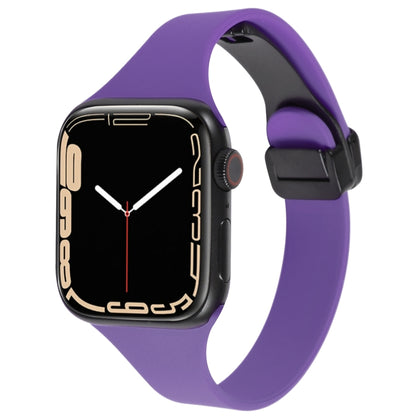 For Apple Watch 3 38mm Magnetic Buckle Slim Silicone Watch Band(Dark Purple) - Watch Bands by PMC Jewellery | Online Shopping South Africa | PMC Jewellery