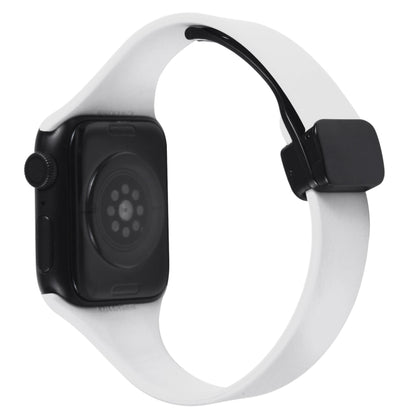 For Apple Watch 3 42mm Magnetic Buckle Slim Silicone Watch Band(White) - Watch Bands by PMC Jewellery | Online Shopping South Africa | PMC Jewellery