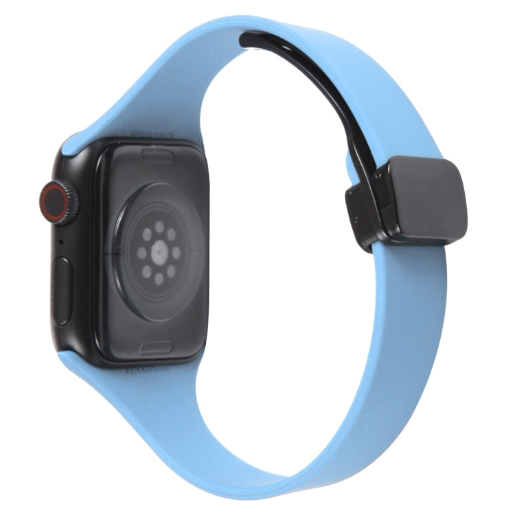 For Apple Watch 2 42mm Magnetic Buckle Slim Silicone Watch Band(Light Blue) - Watch Bands by PMC Jewellery | Online Shopping South Africa | PMC Jewellery