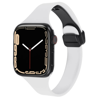 For Apple Watch 38mm Magnetic Buckle Slim Silicone Watch Band(White) - Watch Bands by PMC Jewellery | Online Shopping South Africa | PMC Jewellery