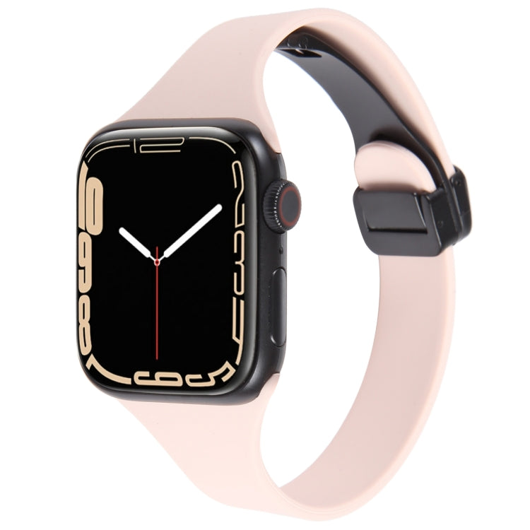 For Apple Watch 38mm Magnetic Buckle Slim Silicone Watch Band(Pink) - Watch Bands by PMC Jewellery | Online Shopping South Africa | PMC Jewellery