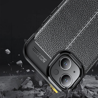 For iPhone 15 Litchi Texture Shockproof TPU Phone Case(Black) - iPhone 15 Cases by PMC Jewellery | Online Shopping South Africa | PMC Jewellery