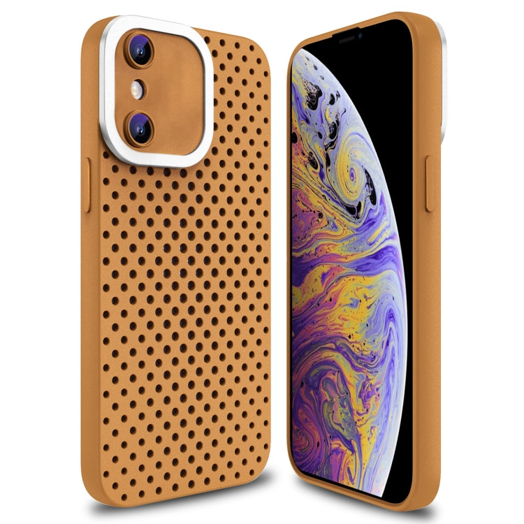 For iPhone X / XS Hollow Heat Dissipation TPU Phone Case(Brown) - More iPhone Cases by PMC Jewellery | Online Shopping South Africa | PMC Jewellery