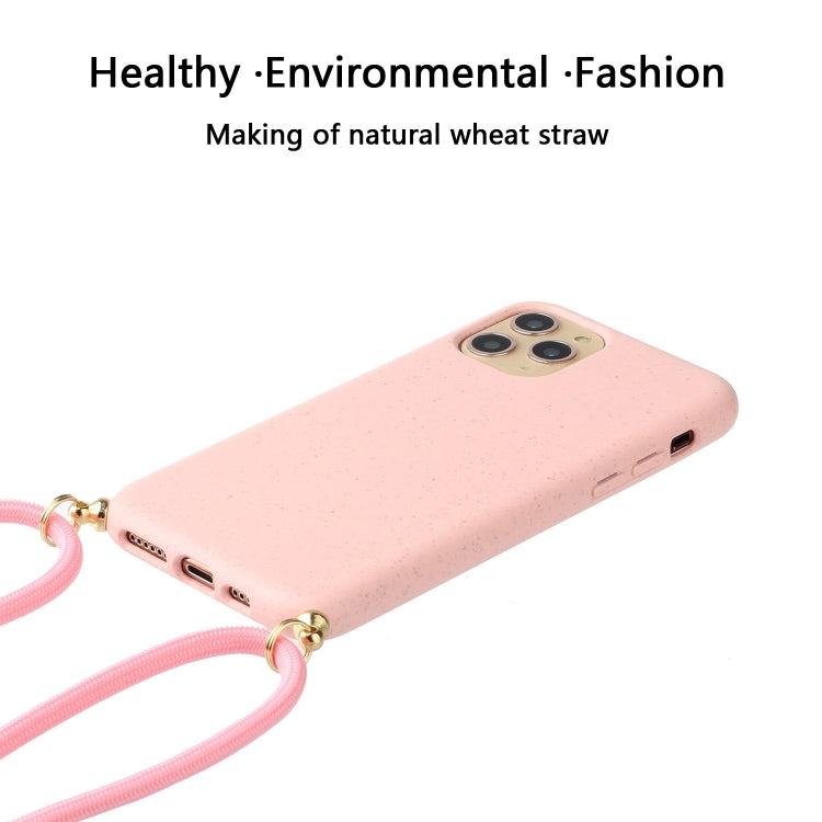 For iPhone 15 Pro Max Wheat Straw Material + TPU Phone Case with Lanyard(Pink) - iPhone 15 Pro Max Cases by PMC Jewellery | Online Shopping South Africa | PMC Jewellery