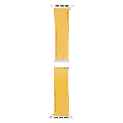 For Apple Watch 8 41mm Magnetic Buckle Skin Feel Leather Watch Band(Yellow) - Watch Bands by PMC Jewellery | Online Shopping South Africa | PMC Jewellery