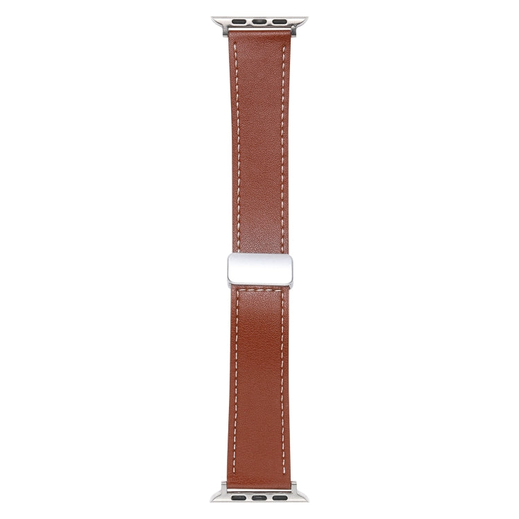 For Apple Watch SE 40mm Magnetic Buckle Skin Feel Leather Watch Band(Brown) - Watch Bands by PMC Jewellery | Online Shopping South Africa | PMC Jewellery