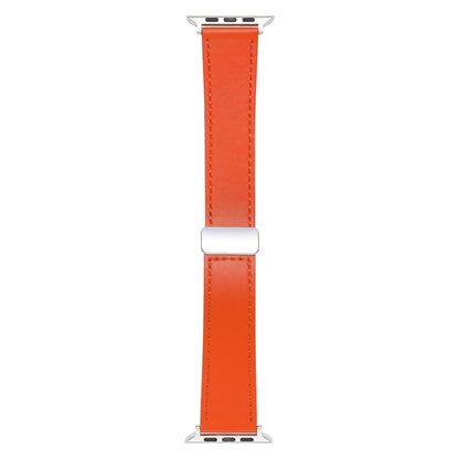 For Apple Watch SE 40mm Magnetic Buckle Skin Feel Leather Watch Band(Orange) - Watch Bands by PMC Jewellery | Online Shopping South Africa | PMC Jewellery