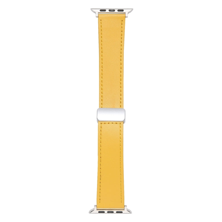 For Apple Watch SE 40mm Magnetic Buckle Skin Feel Leather Watch Band(Yellow) - Watch Bands by PMC Jewellery | Online Shopping South Africa | PMC Jewellery