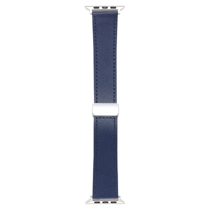 For Apple Watch 6 40mm Magnetic Buckle Skin Feel Leather Watch Band(Dark Blue) - Watch Bands by PMC Jewellery | Online Shopping South Africa | PMC Jewellery