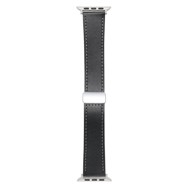 For Apple Watch 6 44mm Magnetic Buckle Skin Feel Leather Watch Band(Black) - Watch Bands by PMC Jewellery | Online Shopping South Africa | PMC Jewellery