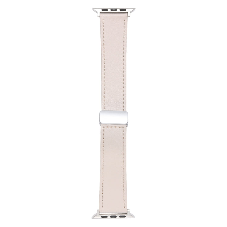 For Apple Watch 6 44mm Magnetic Buckle Skin Feel Leather Watch Band(Apricot) - Watch Bands by PMC Jewellery | Online Shopping South Africa | PMC Jewellery