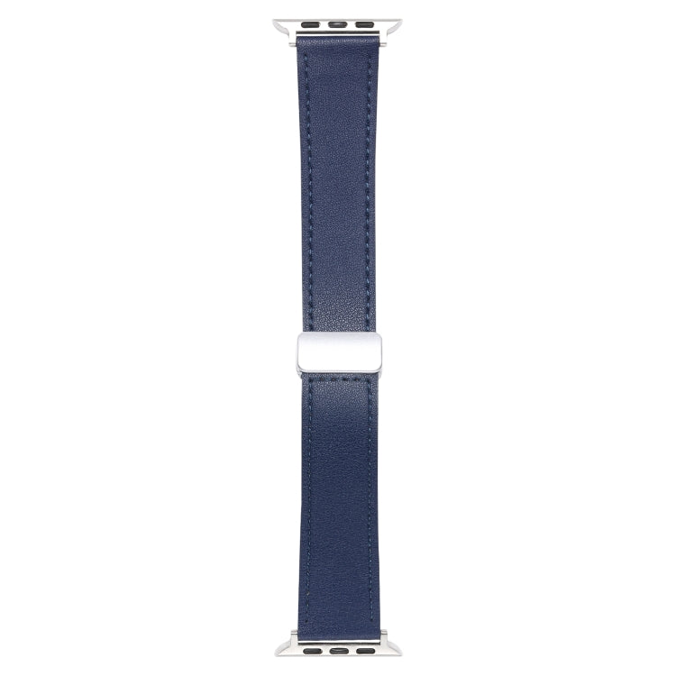 For Apple Watch 5 40mm Magnetic Buckle Skin Feel Leather Watch Band(Dark Blue) - Watch Bands by PMC Jewellery | Online Shopping South Africa | PMC Jewellery