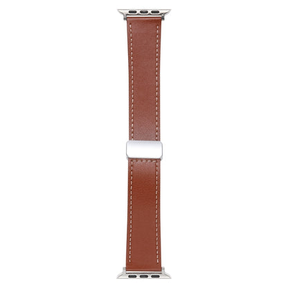 For Apple Watch 4 44mm Magnetic Buckle Skin Feel Leather Watch Band(Brown) - Watch Bands by PMC Jewellery | Online Shopping South Africa | PMC Jewellery