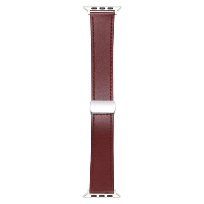 For Apple Watch 4 44mm Magnetic Buckle Skin Feel Leather Watch Band(Wine Red) - Watch Bands by PMC Jewellery | Online Shopping South Africa | PMC Jewellery